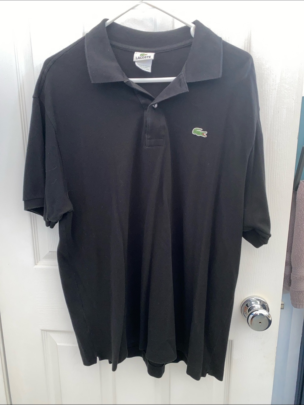 Lacoste Black Polo with Green Crocodile Logo